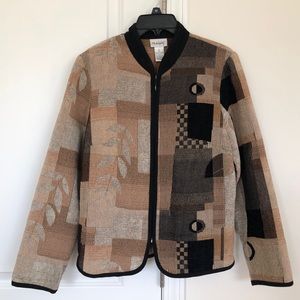 Philosophy Women's Zip Up Sweater | Tan & Black | Size Medium